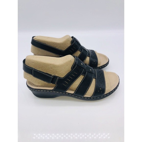 CLARKS Collection Women's Lexi Qwin Sandals Black Leather - Picture 6 of 9